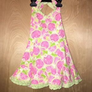 Kate Mack Pink & Green Watermelon Halter Dress 6